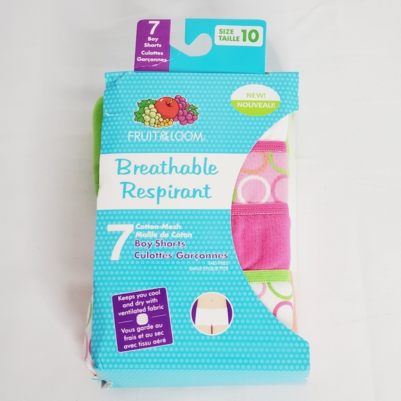 7-Pack Girls Fruit Of The Loom Cotton Mesh Boy Shorts - Picture 1 of 7